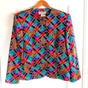 Vintage Carelle Multicolor Jewel Tone Jacquard Jacket NWT